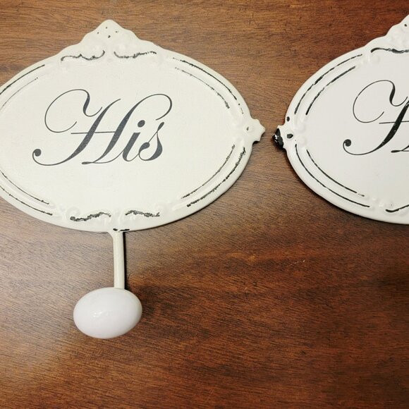 His and Her Coat/Clothes/Bath Hooks, Towel Hooks...Metal Wall Hanging French - Picture 6 of 7